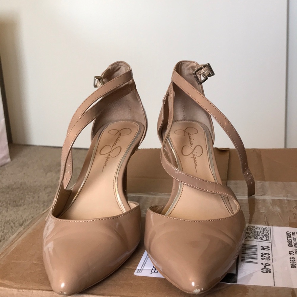 Jessica Simpson patent leather strappy heels